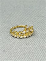gold plated sterling multi stone ring - size 6 1/2