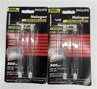 2 New Philips 500W Halogen Quartz Bulbs