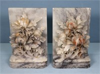 Vintage Chinese Carved Soapstone Bookends