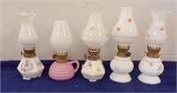 GROUP OF (5) MINIATURE KEROSENE LAMPS