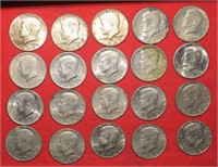 (20) Kennedy Half Dollars 1966 to 1980D Mix