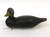 Carved and painted Mallard Drake black duck,