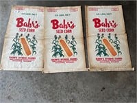 (3) Bahr's Seed Corn (Doylestown, WI) Paper Bags