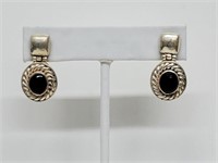 .925 Sterling Silver Black Onyx Earrings