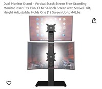 Dual Monitor Stand - Vertical Stack Screen Free-