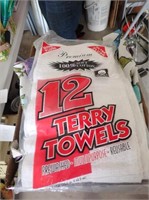 Bag of Terry Towels-New  & Floral Curtains