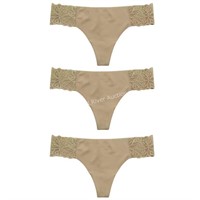 3-Pack Aerie No Show Lace Thong Underwear Medium