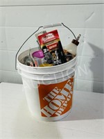 construction pail w/ various glues & sealers - new
