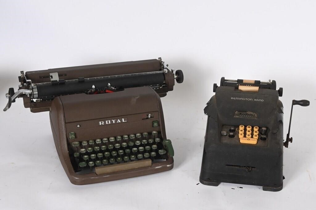 Royal Manual Typewriter, Remington Rand Ad Machine