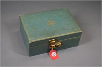Jewelry Box Turquoise Leatherette no key 1957