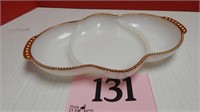 FIRE-KING GOLD RIM 11 IN DIVIDED DISH