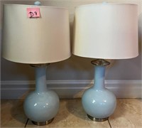V - PAIR OF MATCHING TABLE LAMPS W/ SHADES (D7)