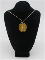 14K GOLD TIGER EYE STONES NECKLACE 24"L