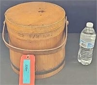 antique wood firkin bucket, 13" to handle