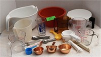 Mixing bowls, measuring cups, measuring spoons