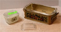 Pyrex bread pan with cover, small Pyrex fridge