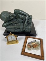 statuary broken arm, clock, picture & more