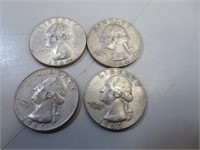 4 (1964D) Silver Quarters