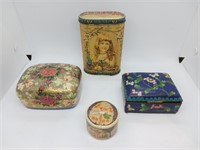 Vintage Cloisonne & Tin / Boxes Lot