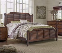 Nantucket Shutter Bahama Wood Queen Bed in Walnut