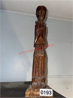 15in Wood Carved monk (living room)