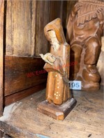 Small Praying Man Wood Carved (living room)