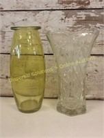 Green & Clear Glass Vases