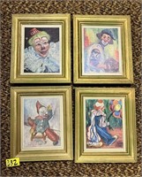 Four Small Framed Clown Prints