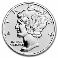 1 Oz Silver Round - Mercury Dime