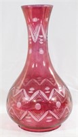 Cranberry Cut-To-Clear Glass Lamp Shade