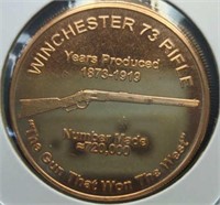 1 oz fine copper coin Winchester 73 rifle