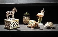 Enameled trinket boxes, zebra, turtle, beetle,