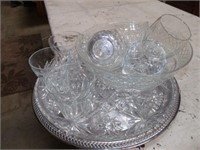 HORDERVE TRAY, VINTAGE GLASS