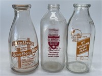 Three Vintage Milk Bottles - Olbrychs, Mt