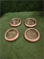 Vtg. Sterling Silver & Glass Coasters