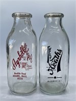 Two Vintage Milk Bottles - Ayrhill and Heaths