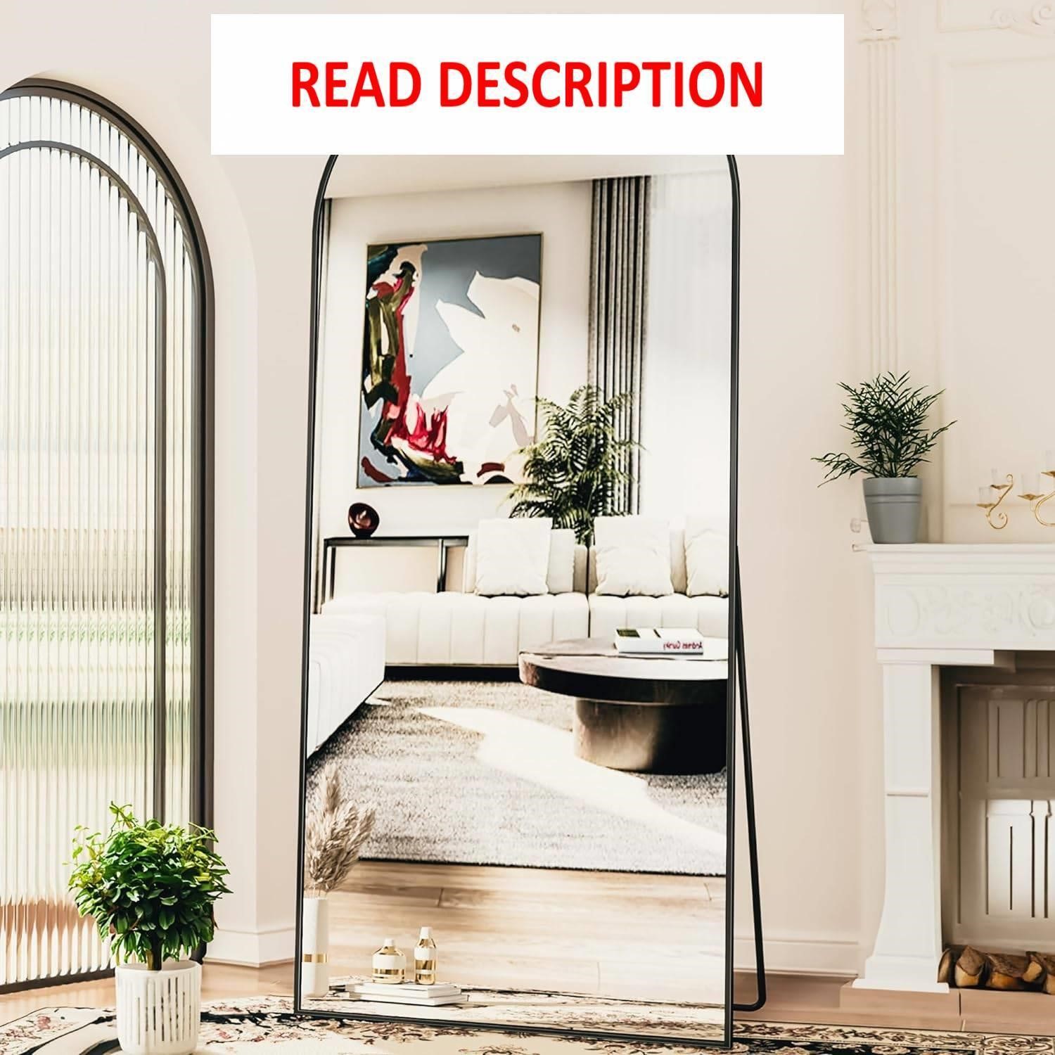 Arched Full Length Mirror  76x34  Black