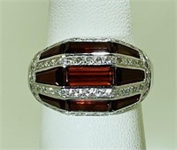 18k White Gold Garnet & Diamond Ring