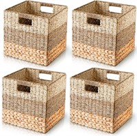 CHI AN HOME Natural Wicker Storage Cubes  12x12 St