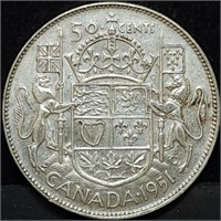 1951 Canada George VI Silver Half Dollar High