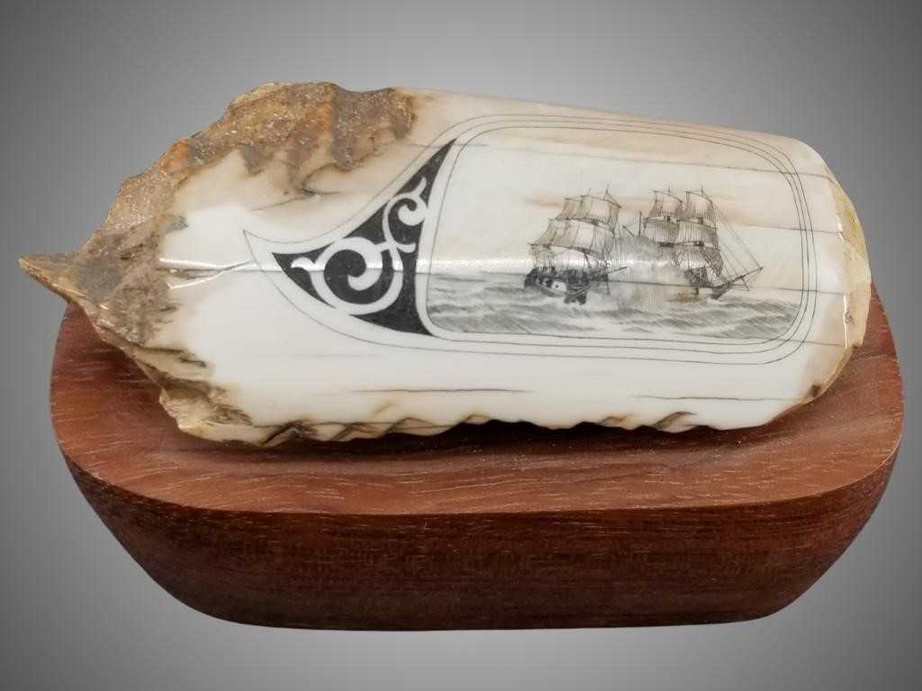 Old Hawaiian ancient ivory carving of a naval batt