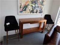 Pair of Velvet Black Stools