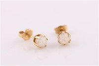 Pair of 14kt Yellow Gold and Opal Stud Earrings