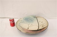 16" Hand Painted Art Pottery Bowl, Signed