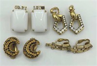 Lot of 4 Vintage Rhinestone Earrings ROBERT from