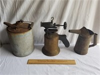 Vintage Blow Torch, Oil Can & Gas Can 1 Lot