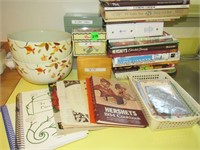 Large bowls and recipe books