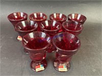 9 Jamestown Ruby Red Fostoria Wine 4 1/2T