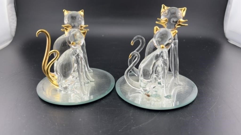 Glass blown cats and mirrors