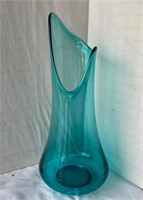 Vintage LE Smith Peacock Blue 16" Swung Vase MCM